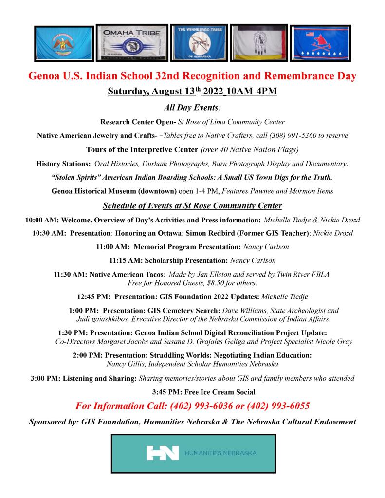 Image of schedule for annual recognition and remembrance day.